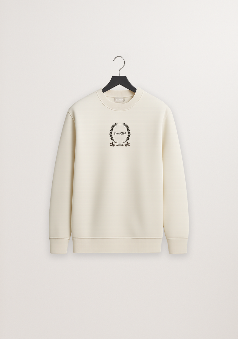 Unisex Ivory Sweatshirt with Racquet embroidery