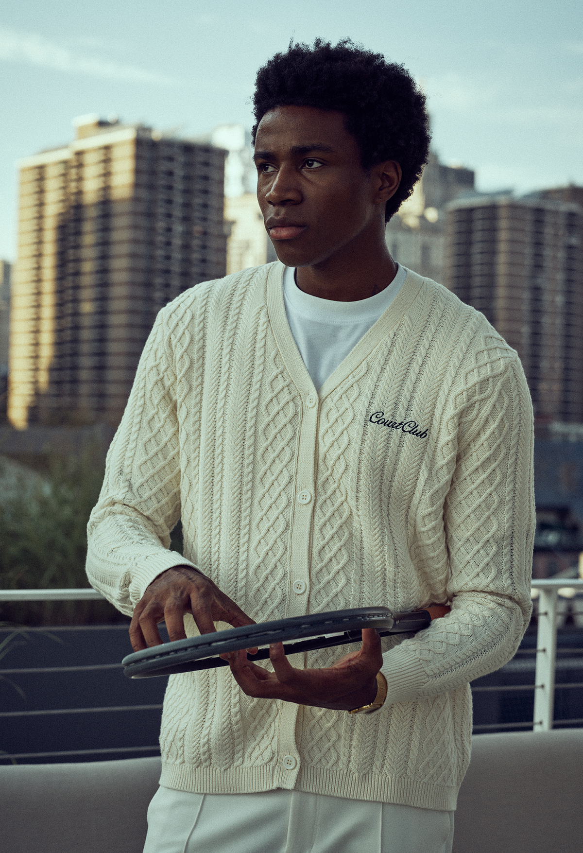 Triple Knit Cardigan with embroidery