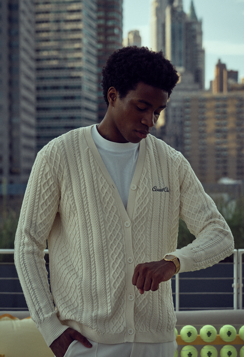 Triple Knit Cardigan with embroidery