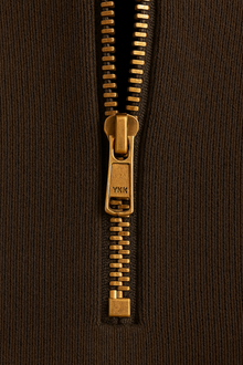 Unisex Half-Zip in Brown with embroidery