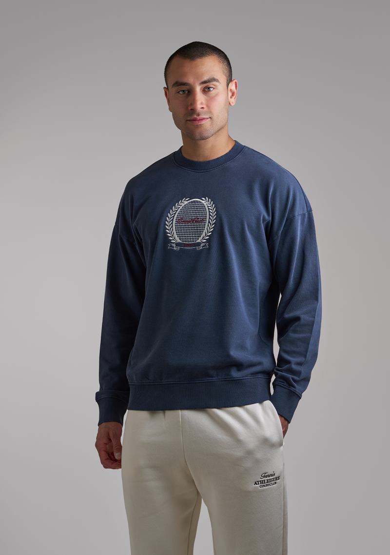 Navy Blue Sweatshirt with Racquet embroidery