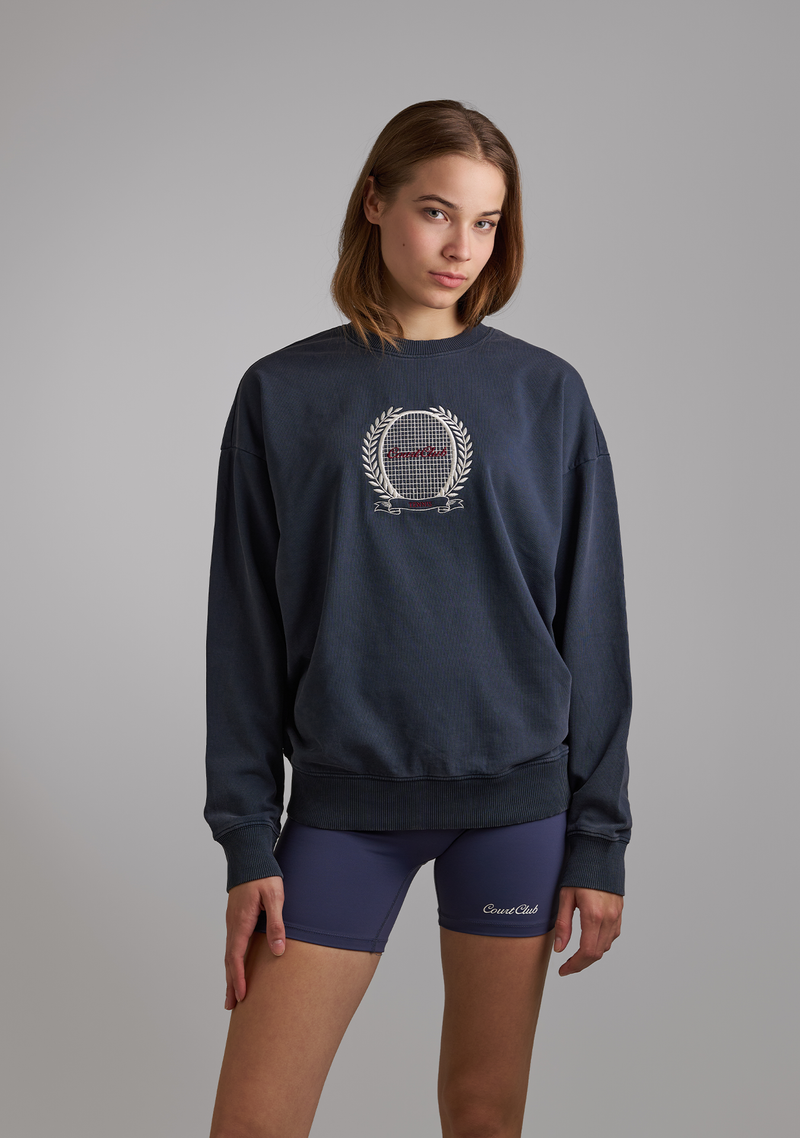 Navy Blue Sweatshirt with Racquet embroidery