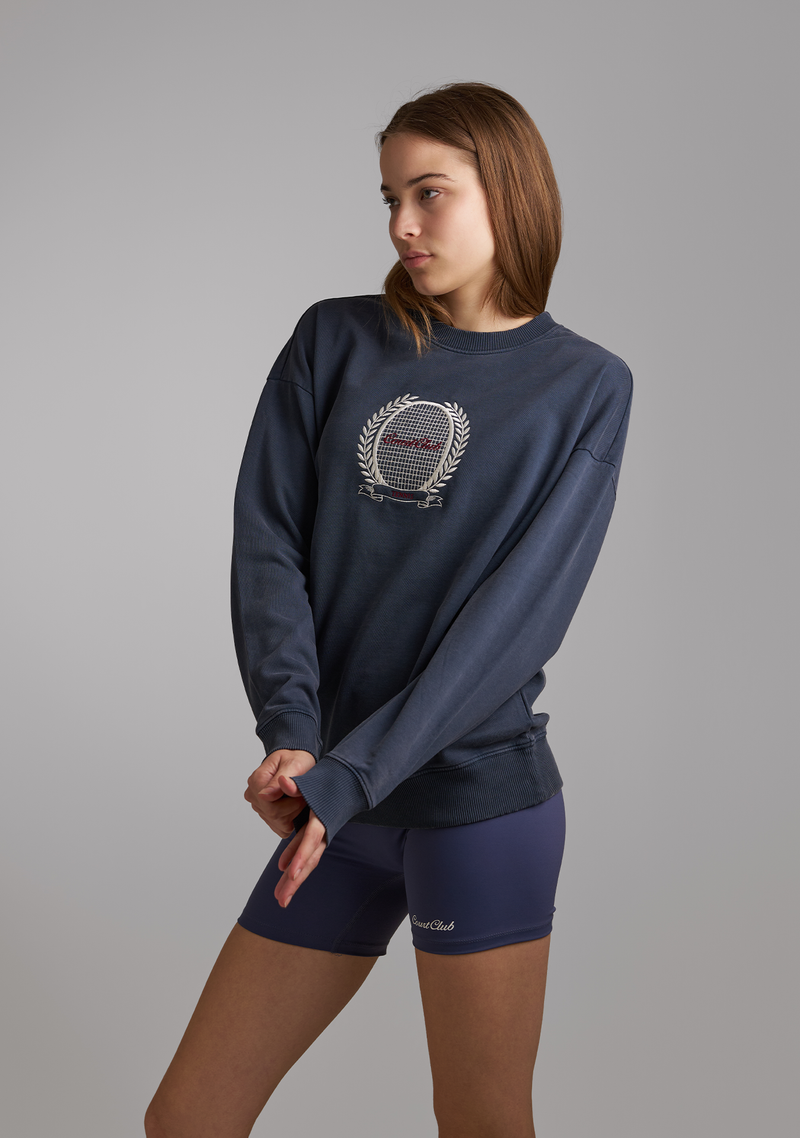 Navy Blue Sweatshirt with Racquet embroidery