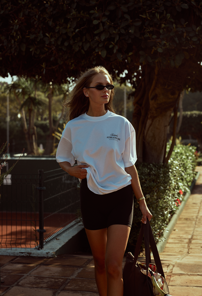 White Basic Shirt with Green Logo