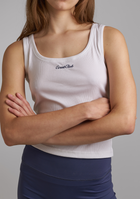 Women’s White Basic Top with embroidery