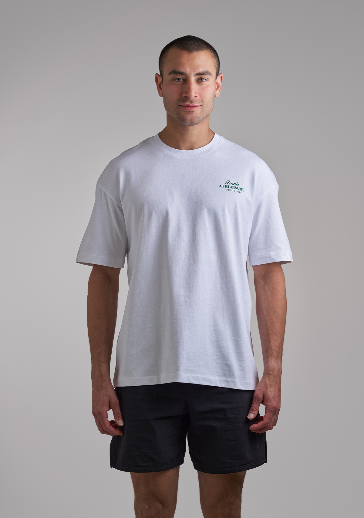 White Basic Shirt with Green Logo