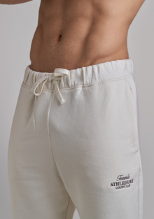 Mens Ivory Sweatpants with Brown embroidery