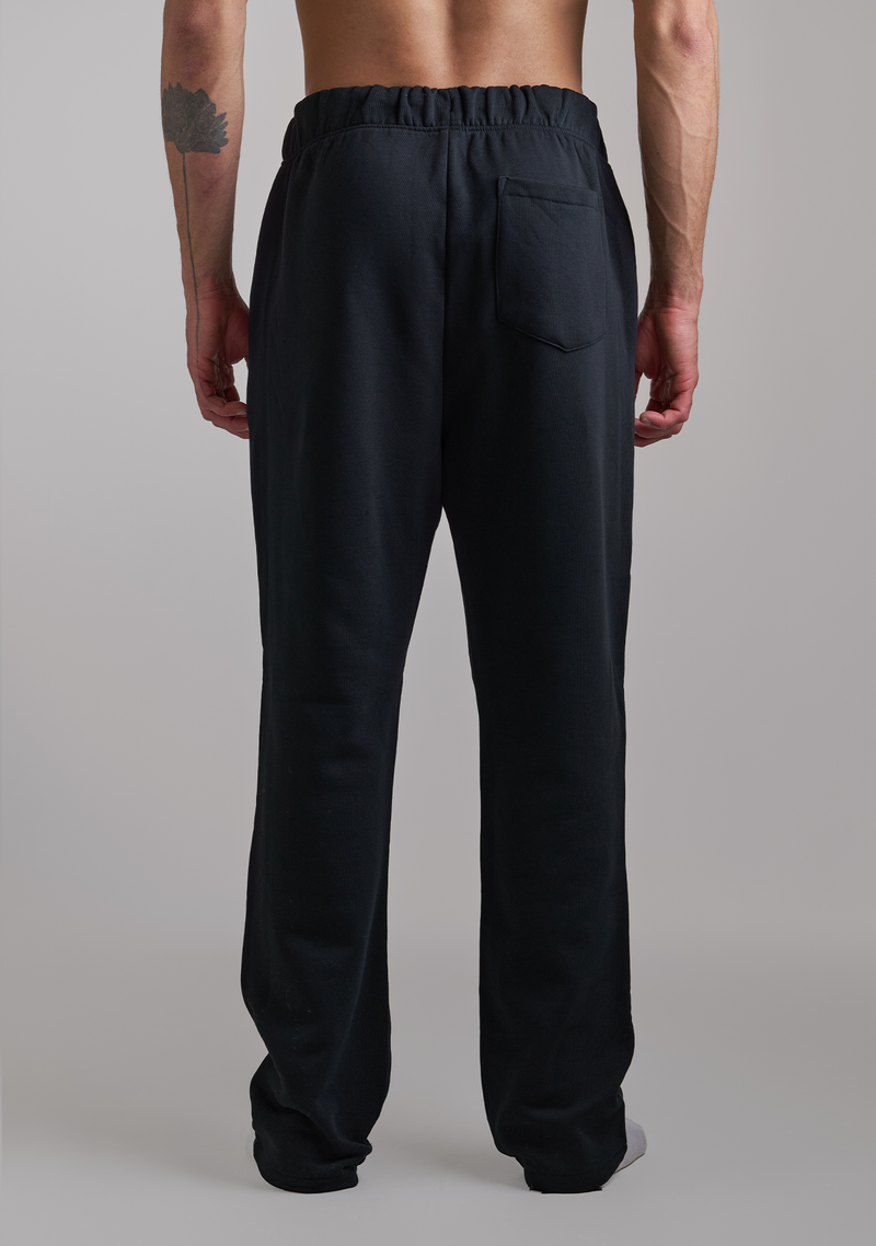Mens Black Sweatpants with White embroidery