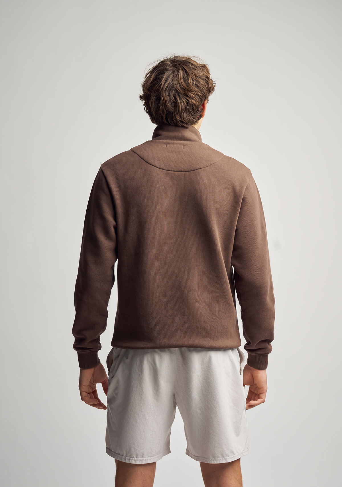 Unisex Half-Zip in Brown with embroidery