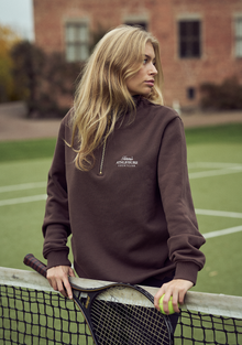 Unisex Half-Zip in Brown with embroidery