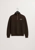 Unisex Half-Zip in Brown with embroidery