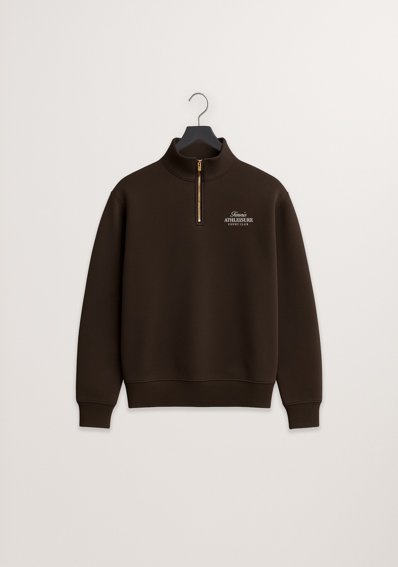 Unisex Half-Zip in Brown with embroidery