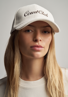 Ivory Corduroy Cap with embroidery