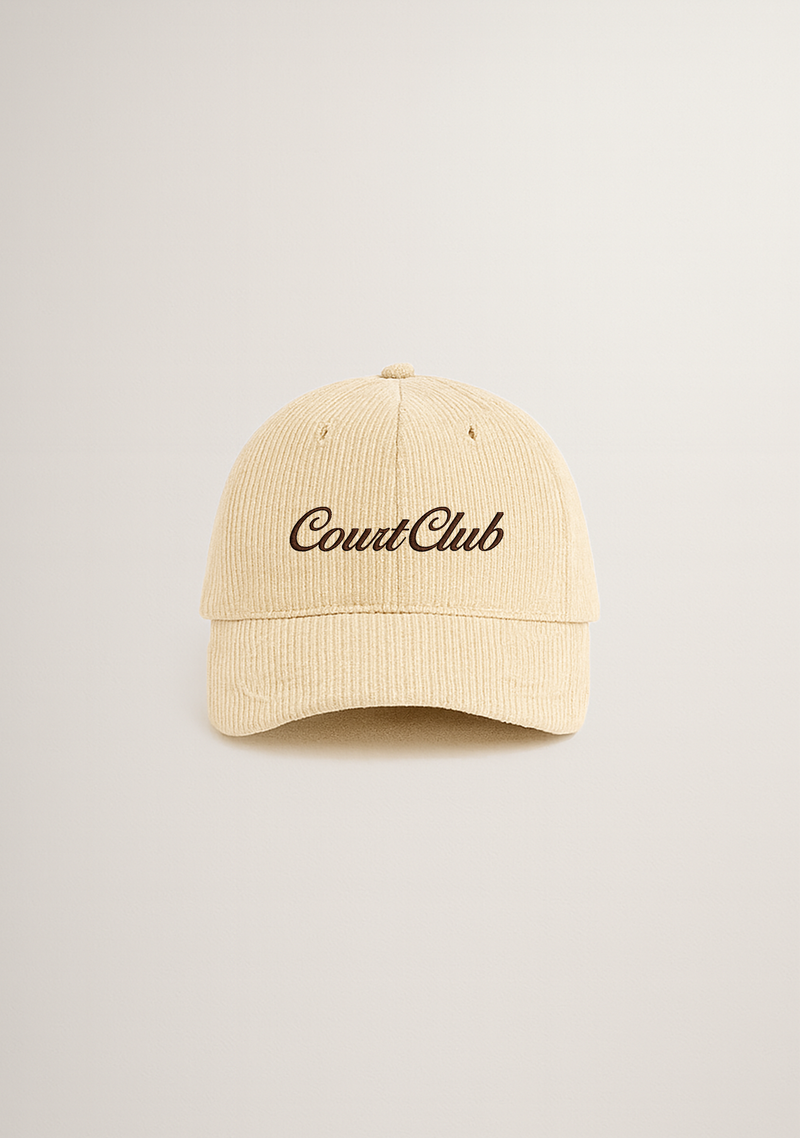 Ivory Corduroy Cap with embroidery
