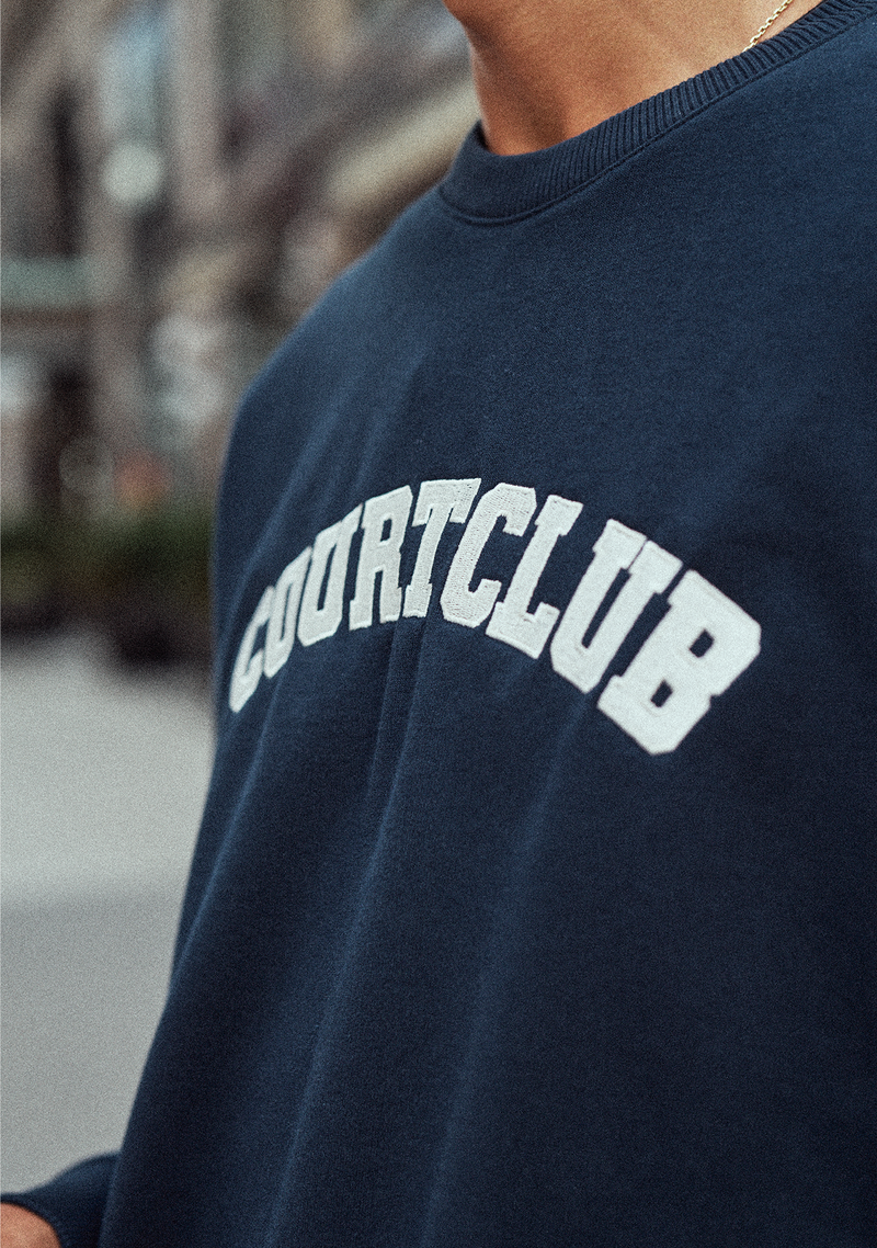 Unisex College Sweatshirt Navy Blue with embroidery
