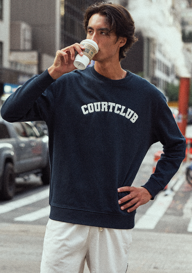 Unisex College Sweatshirt Navy Blue with embroidery