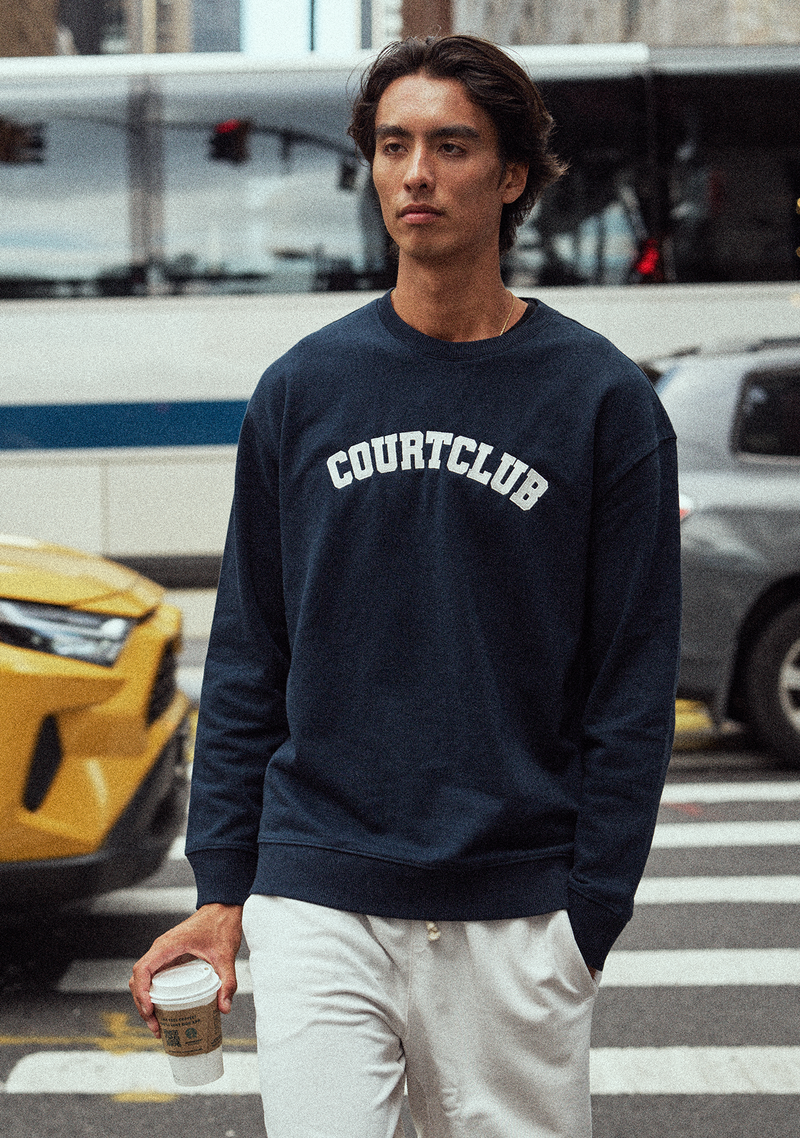 Unisex College Sweatshirt Navy Blue with embroidery