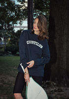 Unisex College Sweatshirt Navy Blue with embroidery