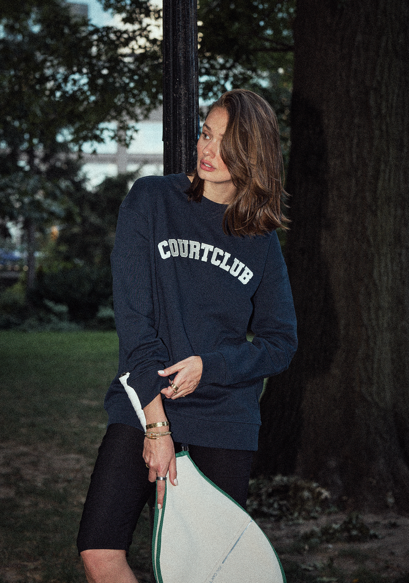 Unisex College Sweatshirt Navy Blue with embroidery