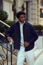 Pinstripe Jacket with Chest Embroidery