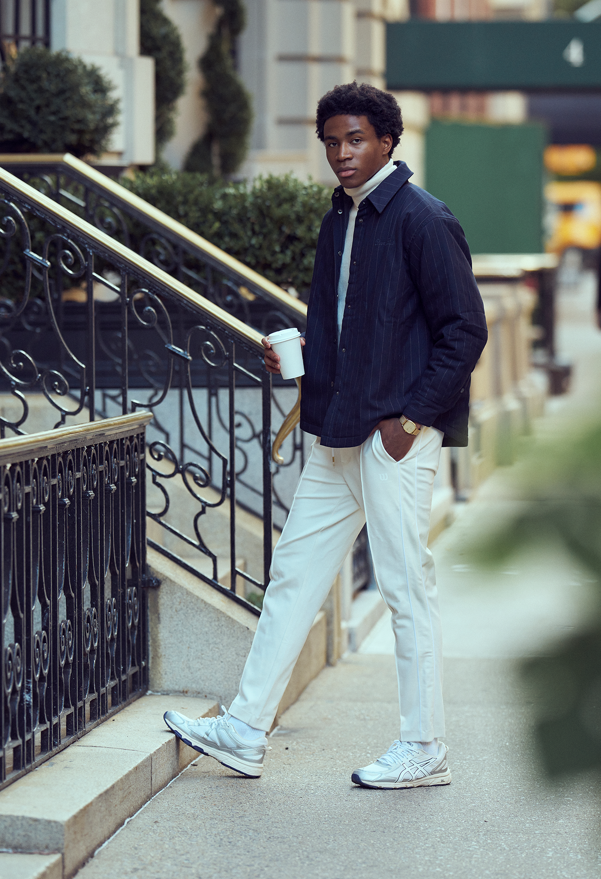 Pinstripe Jacket with Chest Embroidery