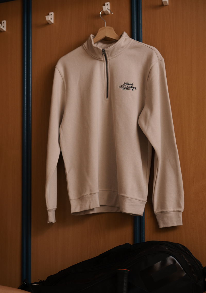 Unisex Half-Zip Hoodie Beige with embroidery