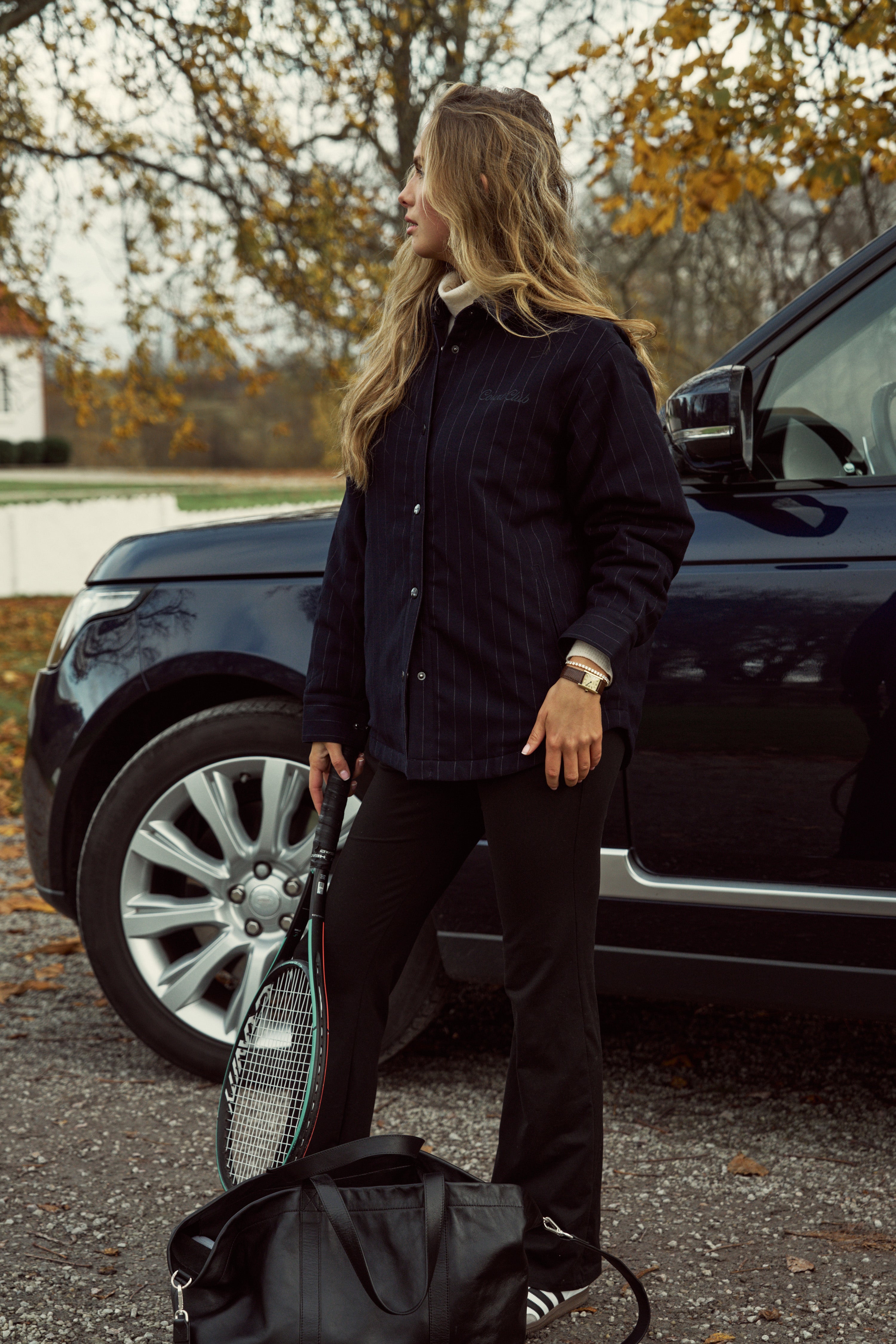 Pinstripe Tennis Jacket with Chest Embroidery – CourtClub