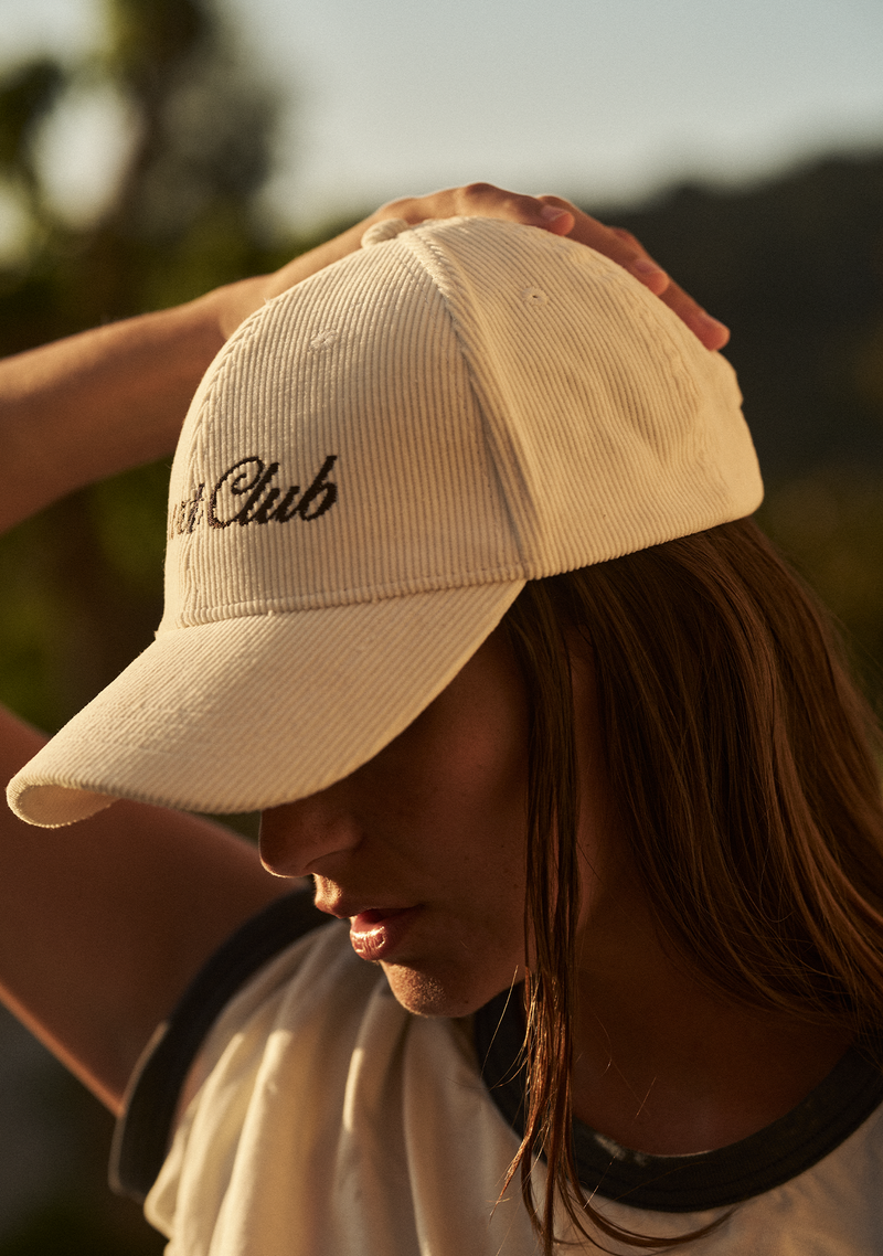 Ivory Corduroy Cap with embroidery