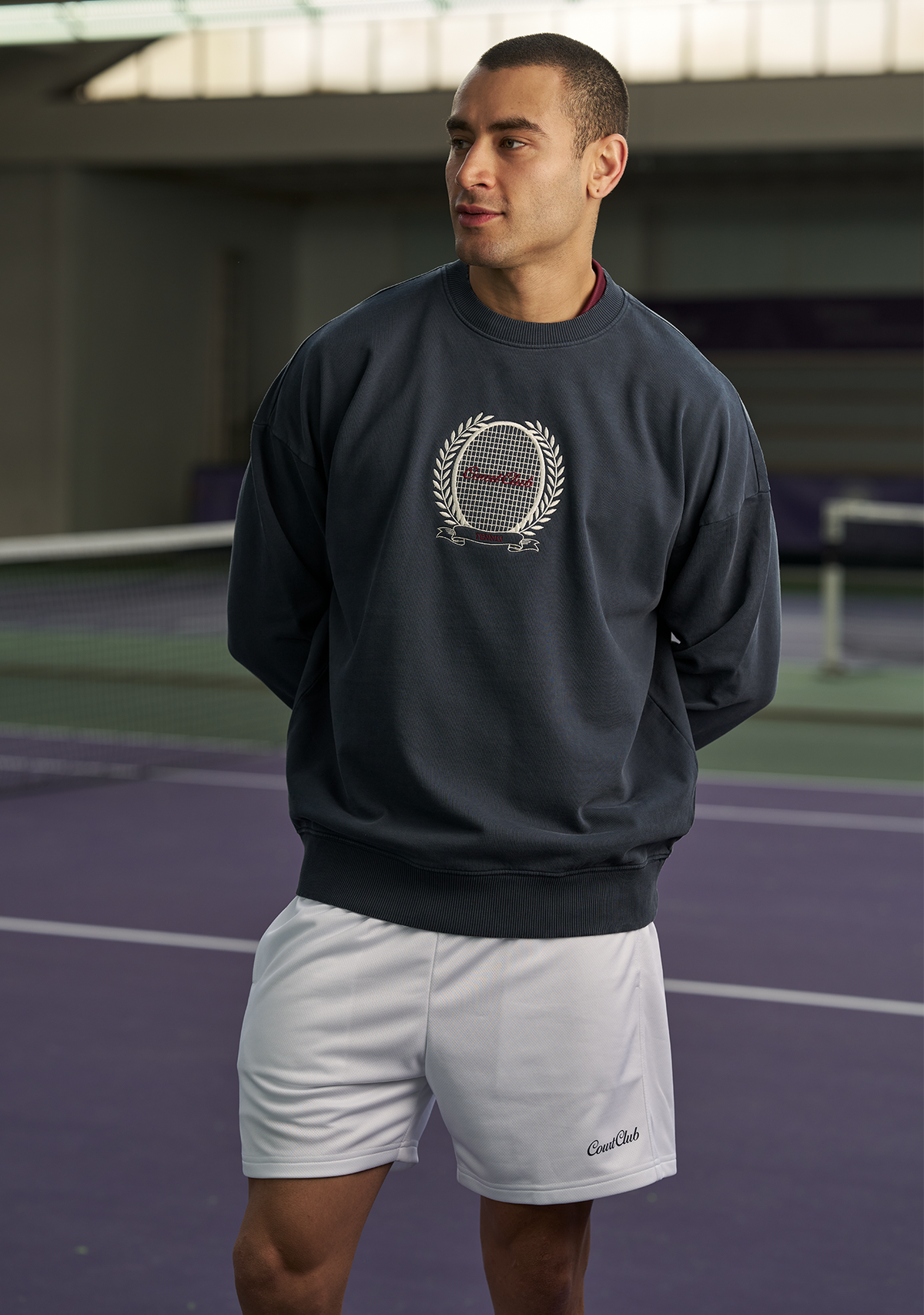 Navy Blue Sweatshirt with Racquet embroidery